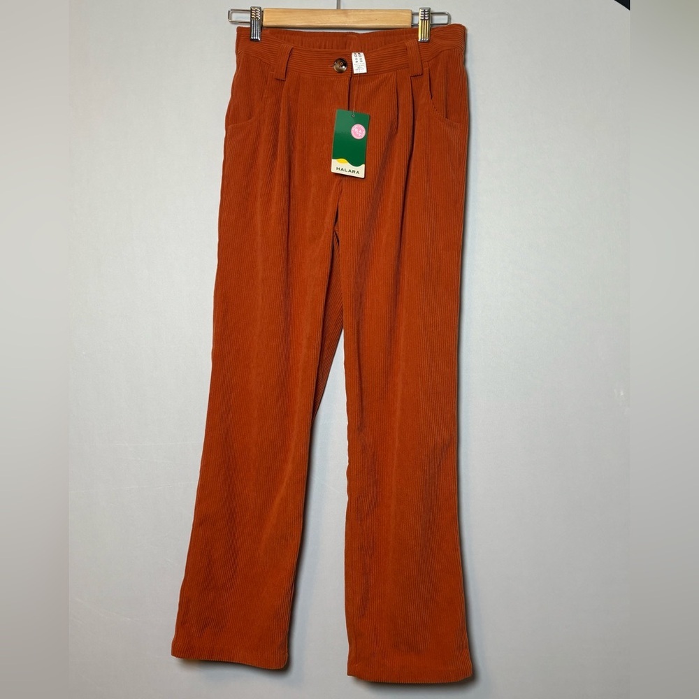 NWT Halara Mid Rise Zipper Pocket Corduroy Casual Pants Burnt Orange Sz XS - Picture 2 of 7